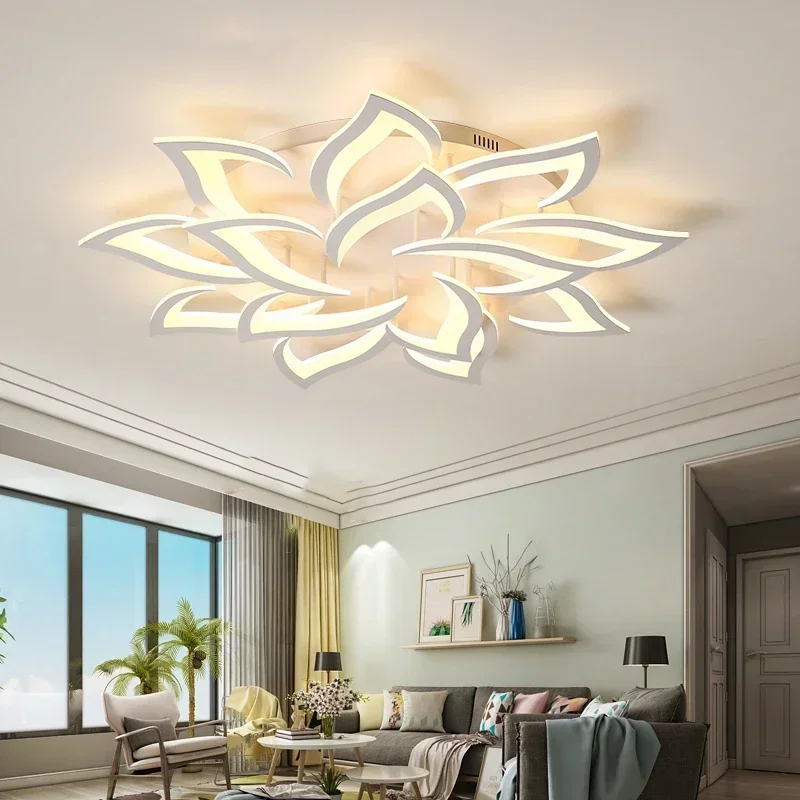 Interior Design Kitchen And Living Room - Lustre de pétala LED para sala